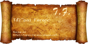 Tápai Ferenc névjegykártya